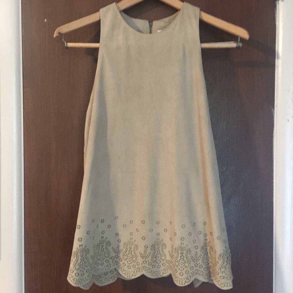 Parker perforated suede sleeveless blouse